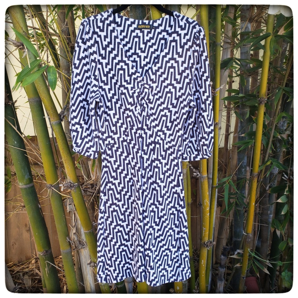 NWOT Navy Geometric Print Dress by Reborn